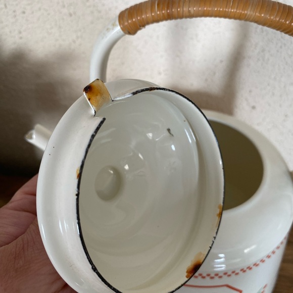 Vintage Raintree Ltd Heart & Home Collection Enamel Bamboo Tea Kettle Rooster - Picture 3 of 6